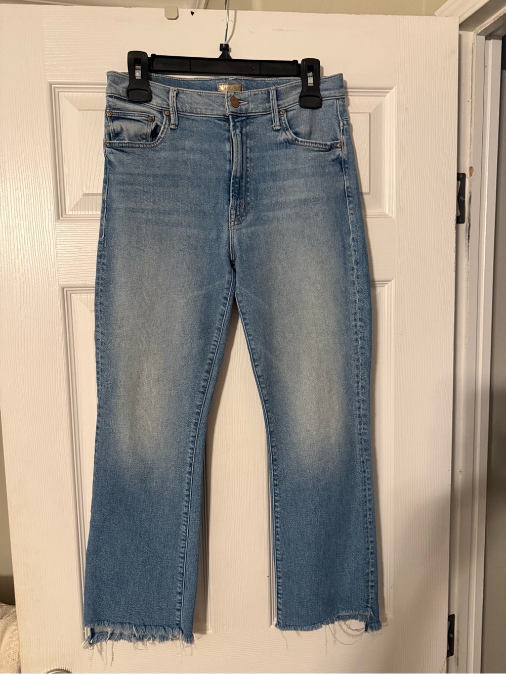 MOTHER Light Wash High-Rise Straight Crop Jeans